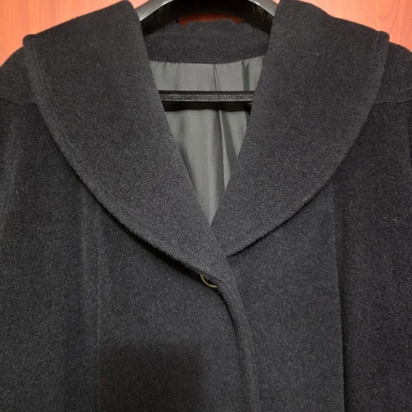 Cinzia Rocca By Rodel Black Winter Wool Coat w Fox Fur Trim Cuffs IT46/ US 16 - Picture 4 of 17